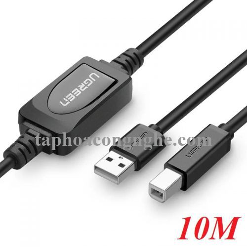Ugreen 10374 10M màu Đen Cáp USB 2.0 sang USB B máy in có chip khuếch đại US122 30010374
